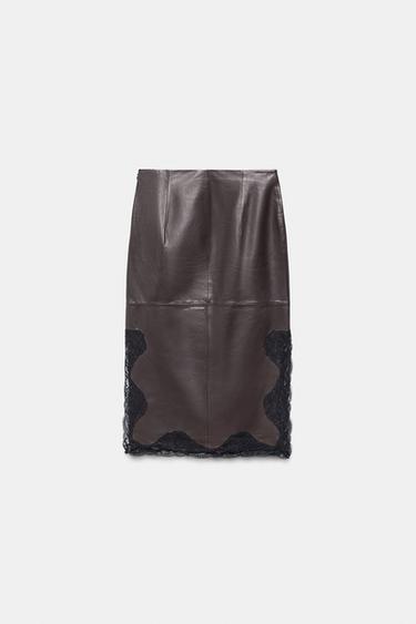 JUPE EN DENTELLE CUIR 100% ZW COLLECTION LIMITED EDITION - Bordeaux de Zara - Image 6
