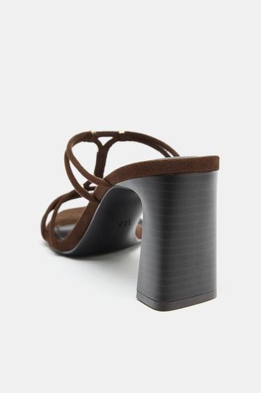 SANDALES À TALONS LARGES ET BRIDES - Marron de Zara - Image 3