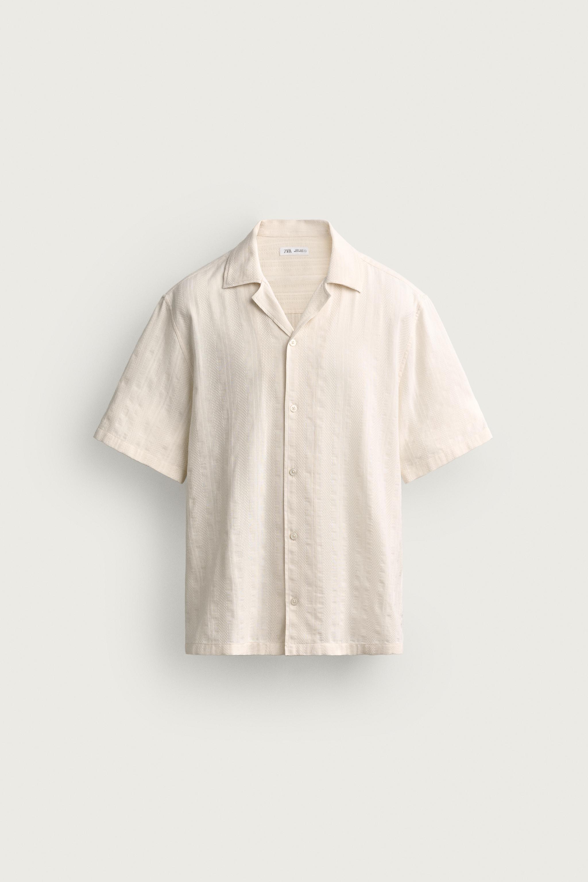 REGULAR FIT JACQUARD SHIRT — Oyster-white
