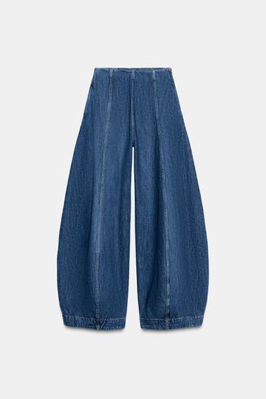 Zara ZW COLLECTION BALLOON HIGH WAIST JEANS - Blue