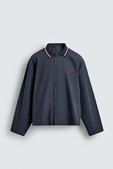 CAMISA CUELLO RIB BORDADO - Marino de Zara