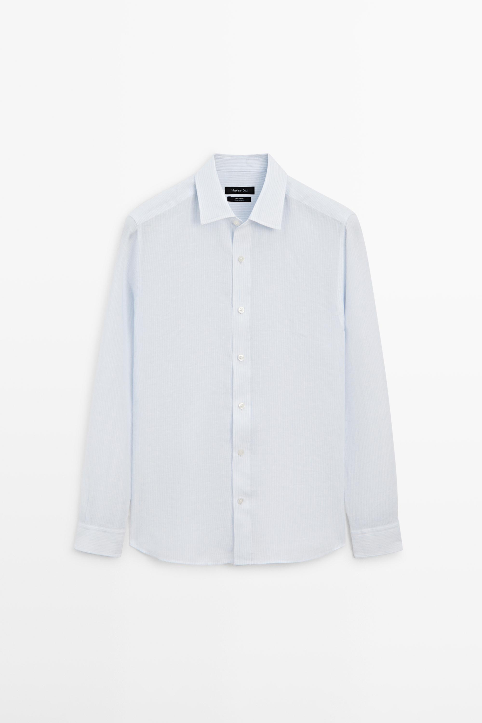 Striped slim fit linen shirt