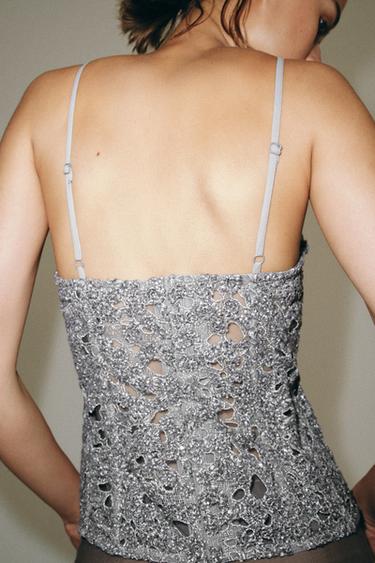ZW COLLECTION SHIMMER TOP - Blue / Grey by Zara - Image 2