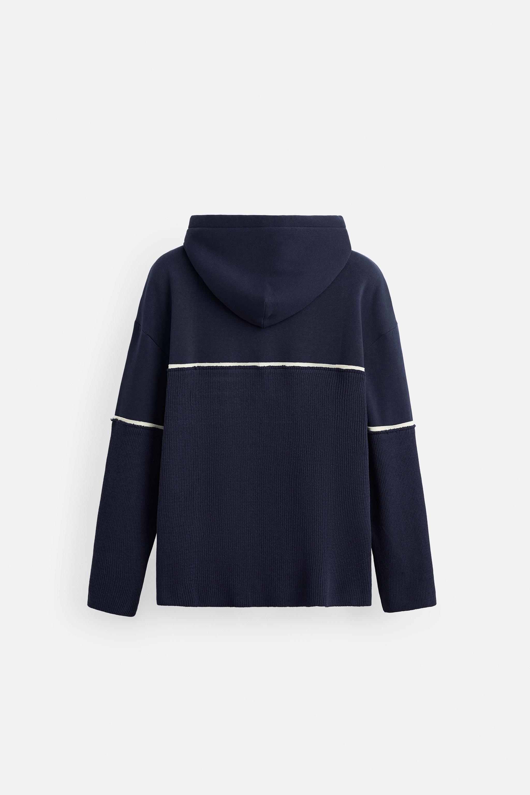 ★ZARA★ RELAXED FIT CONTRAST SWEATSHIRT CONTRAST RELAXED FIT SWEATSHIRT - Navy blue | ZARA United States