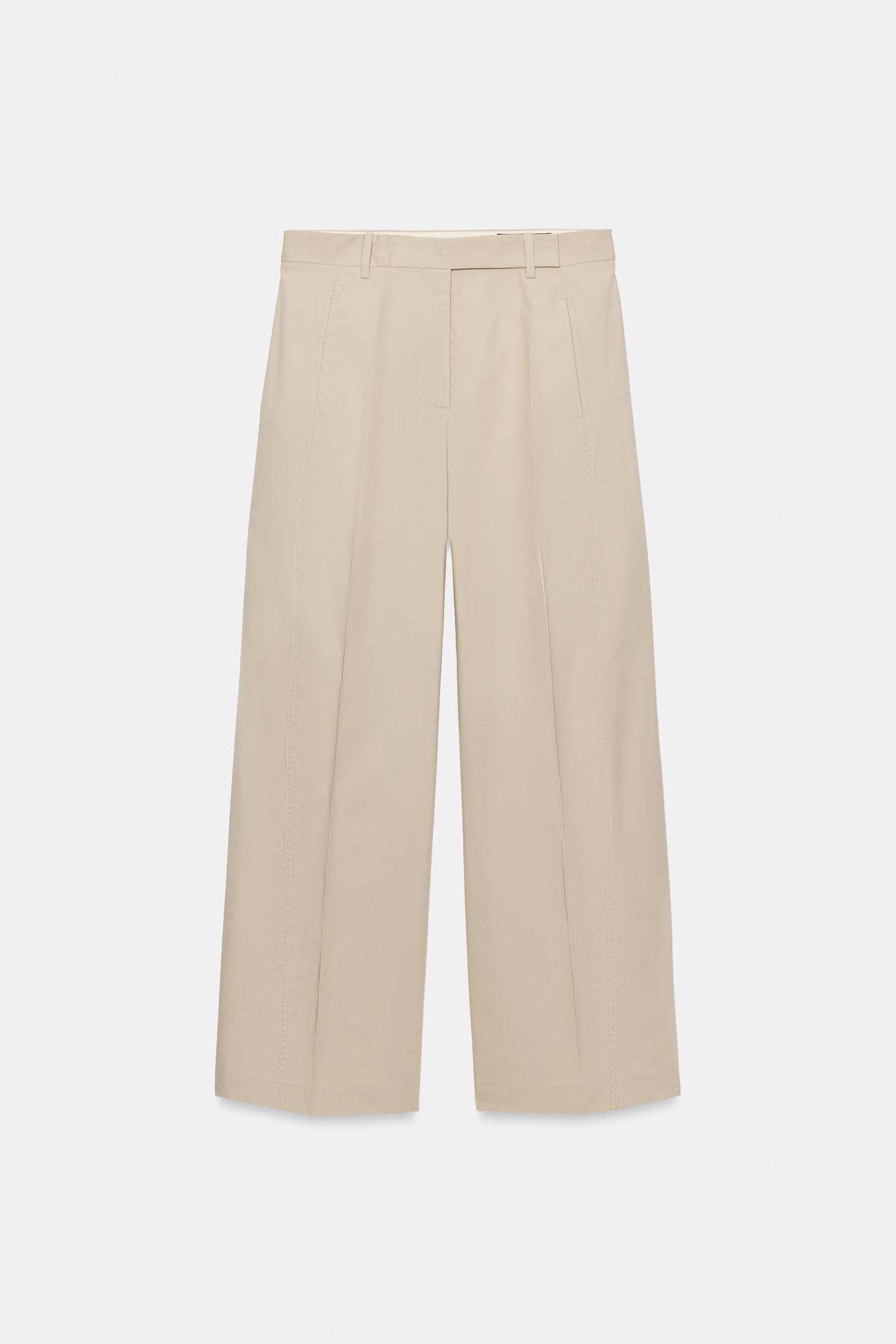 Женские брюки Zara ZW Collection Poplin, цвет: Норковый — фото 5