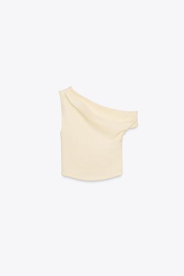 TOP ASIMÉTRICO TEXTURA - Amarillo de Zara