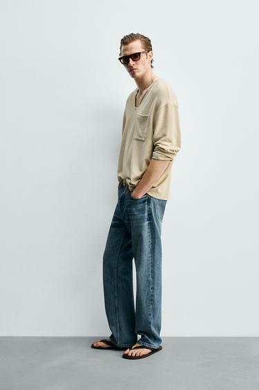 TEXTURED POLO T-SHIRT - Ecru by Zara - Image 3