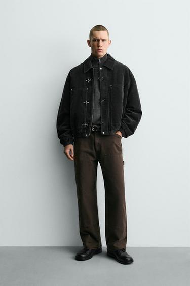 CORDUROY JACKET WITH FIREMAN CLASPS - Black by Zara