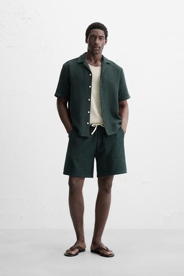 TEXTURED REGULAR FIT BERMUDA SHORTS - Blue / Green by Zara - Image 0