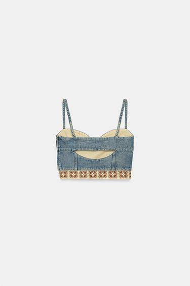 Z1975 DENIM CROCHET TOP - Mid-blue by Zara - Image 8