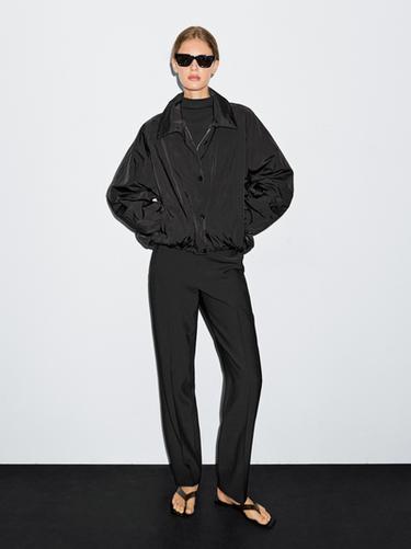 Zara High neck bomber puff jacket - Black - Image 0