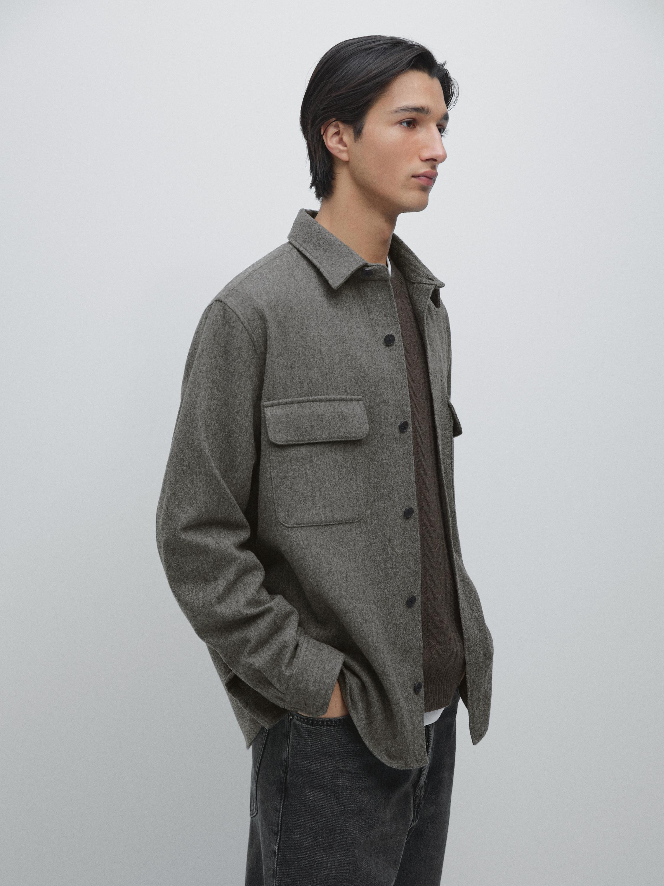 Wool blend overshirt with pockets