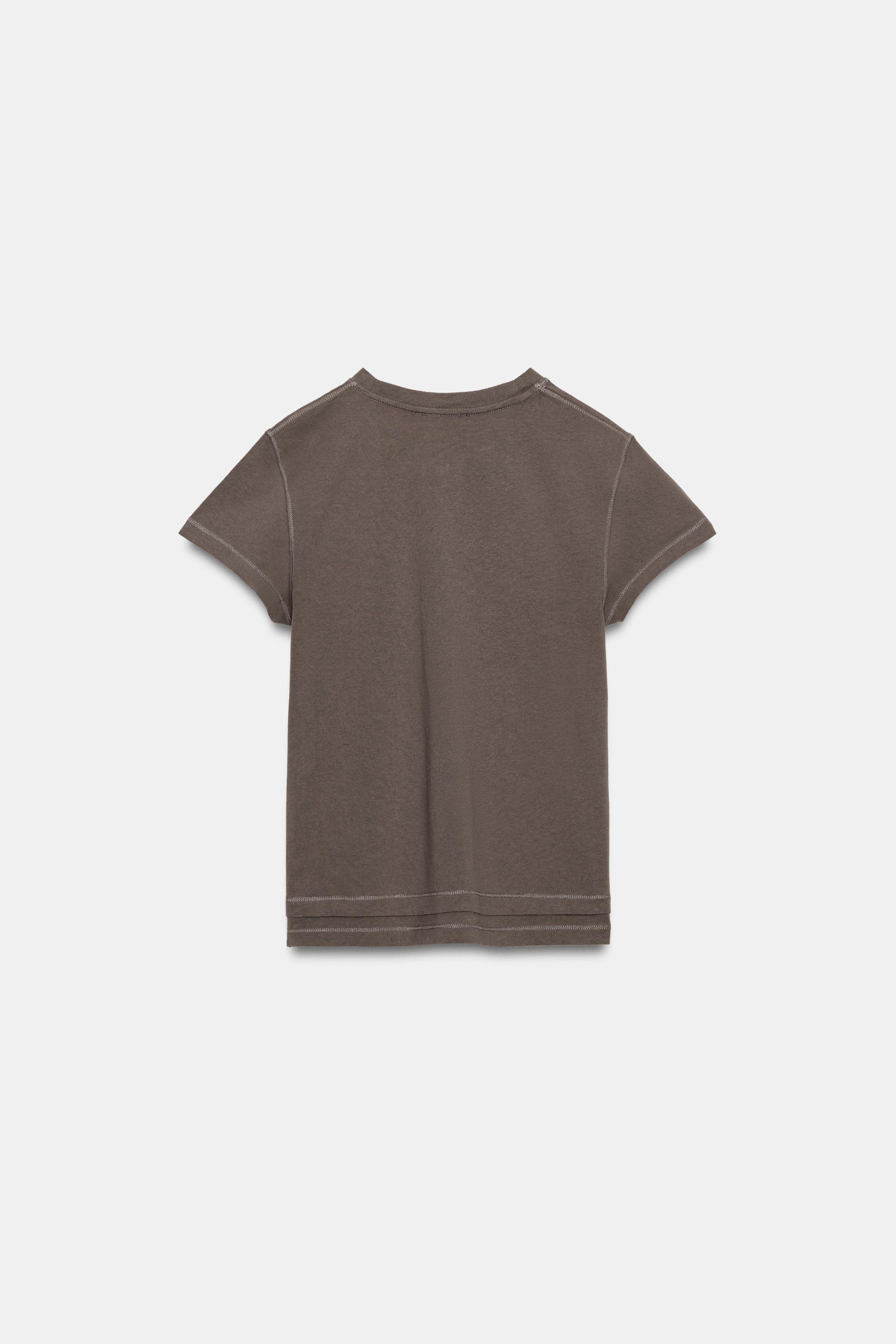 ZARA ダブルTシャツ M  ブラウン ZARA - ZARA ダブルTシャツ M ブラウンの通販 by lilyy's shop｜ザラ