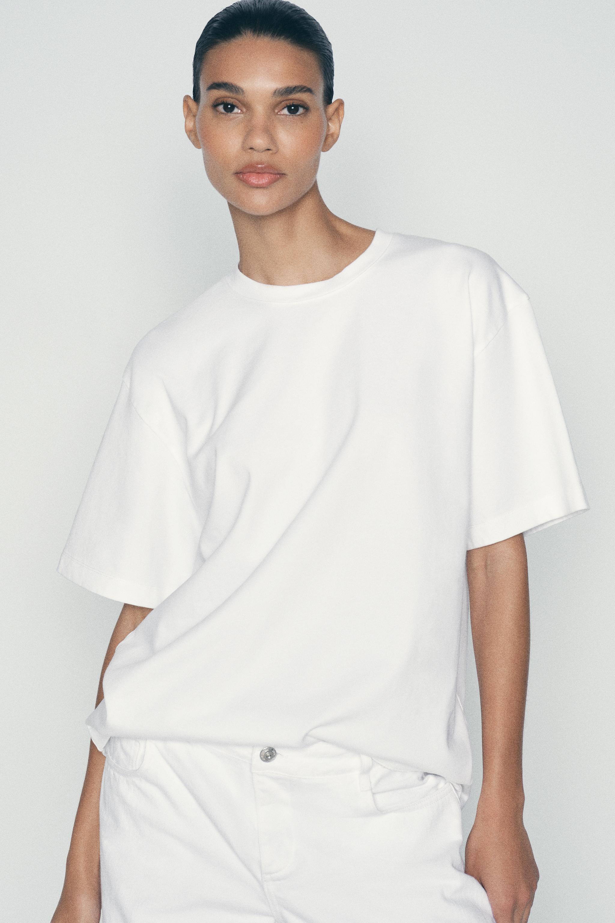 Plain white t shirt zara best sale