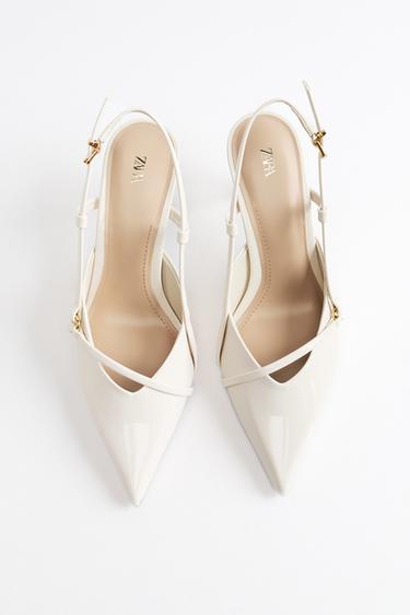 STRAPPY HIGH-HEEL SHOES WITH BUCKLES - white by Zara