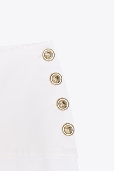 ZW COLLECTION LAYERED SKIRT WITH BUTTONS - White by Zara - Image 8