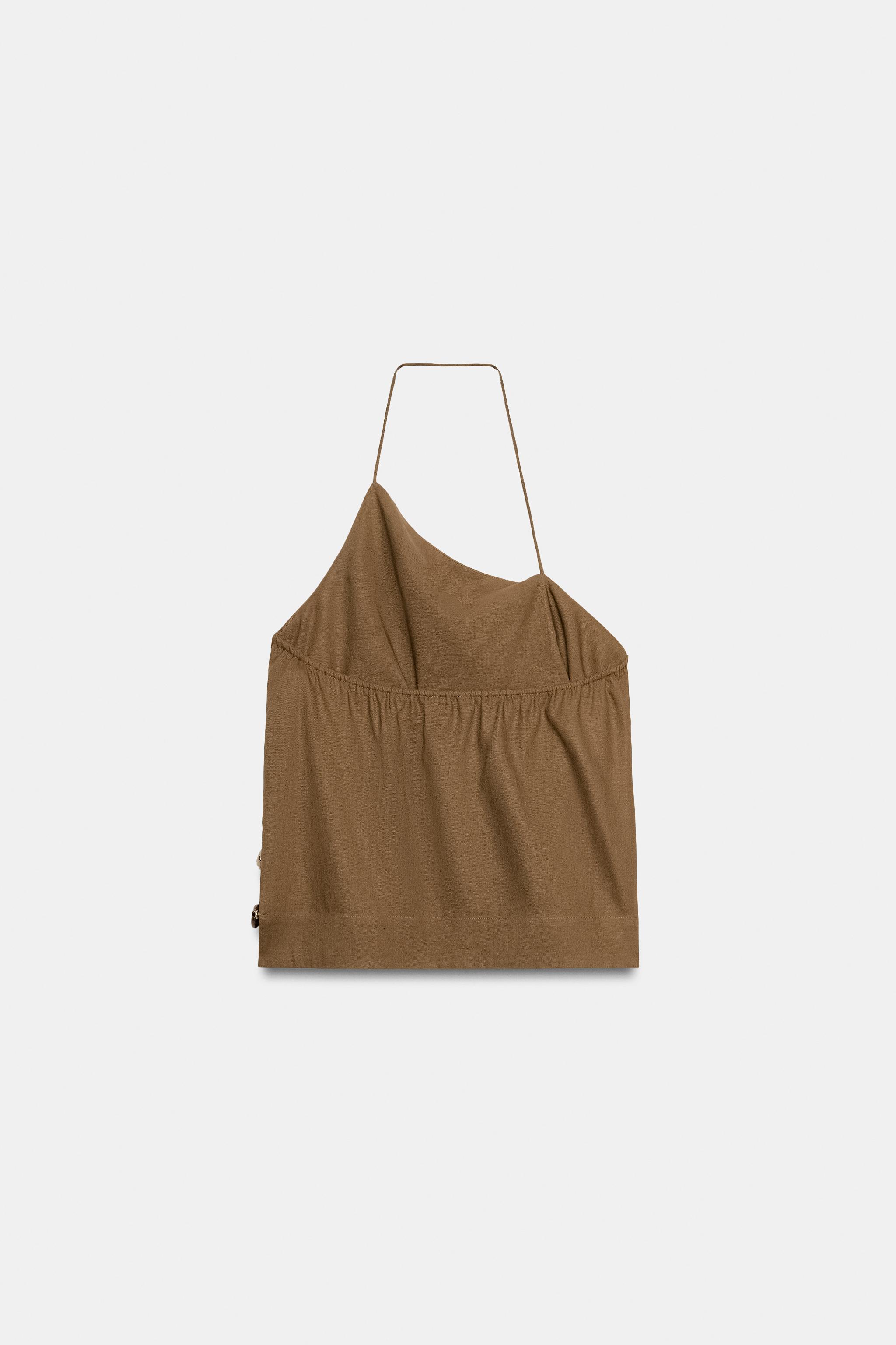 TOP HALTER EN LIN AVEC FANTAISIE