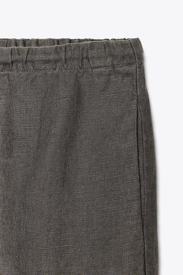 PANTALON 100 % LIN ZW COLLECTION - Gris anthracite de Zara - Image 3