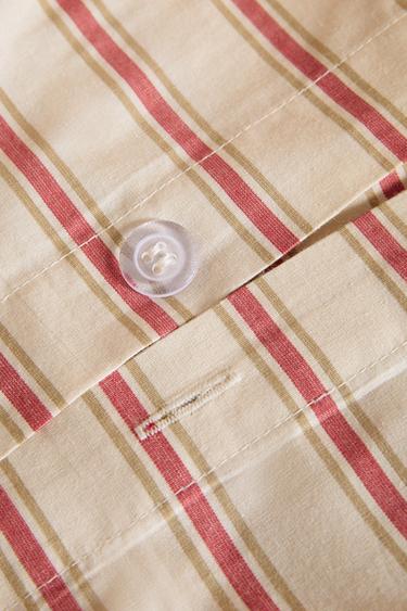STRIPED PERCALE DUVET COVER (300 THREAD COUNT) - Red by Zara