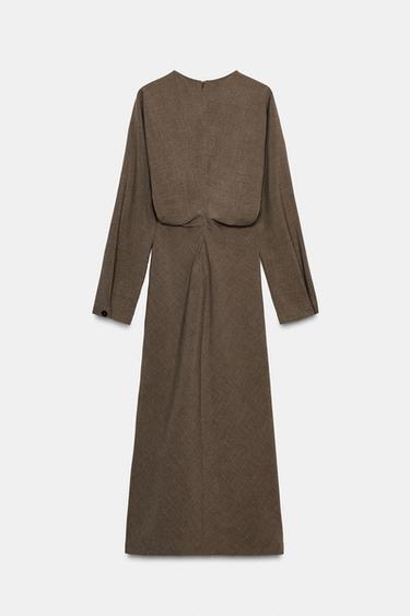 ROBE MI-LONGUE DRAPÉE ZW COLLECTION - Marron clair de Zara - Image 5
