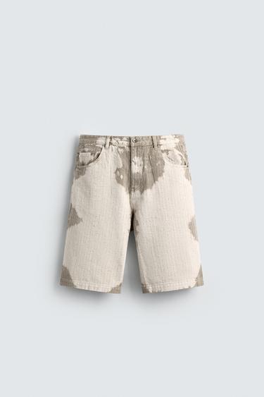 TEXTURED STRIPE BERMUDA SHORTS - 028 by Zara