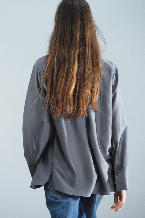 CHEMISE FLUIDE NŒUD ZW COLLECTION - Gris foncé de Zara - Image 2