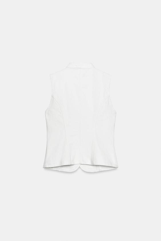 TOP Z1975 EN DENIM À BRANDEBOURGS - Blanc de Zara - Image 7