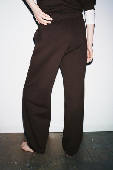 PANTALON EN MOLLETON AVEC PIÈCE - Marron de Zara - Image 2