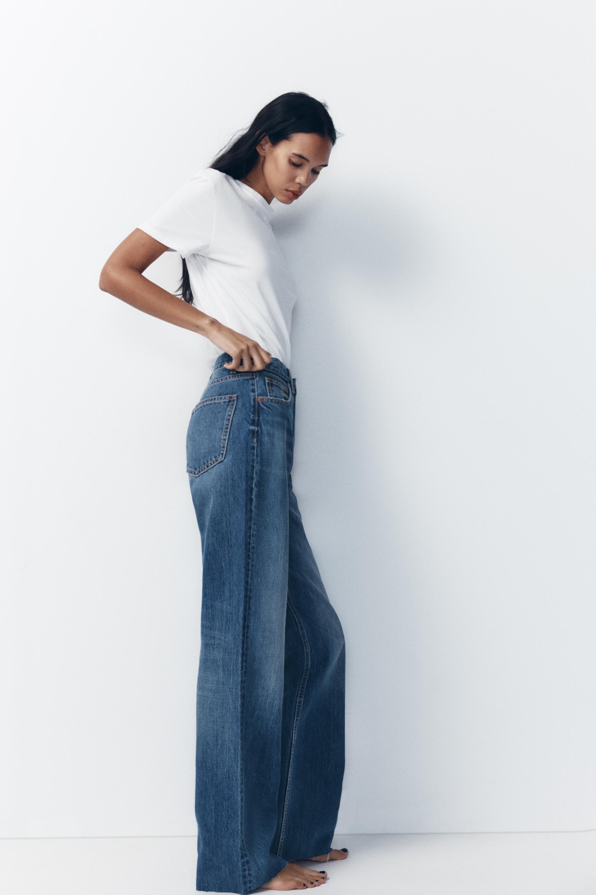TRF HIGH-RISE WIDE-LEG デニムパンツ - ブルー | ZARA Japan / 日本