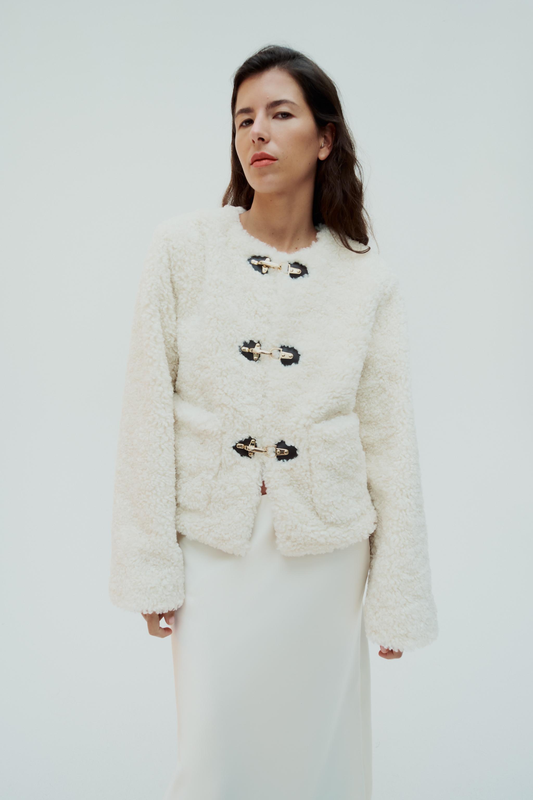 Zara white sale teddy coat