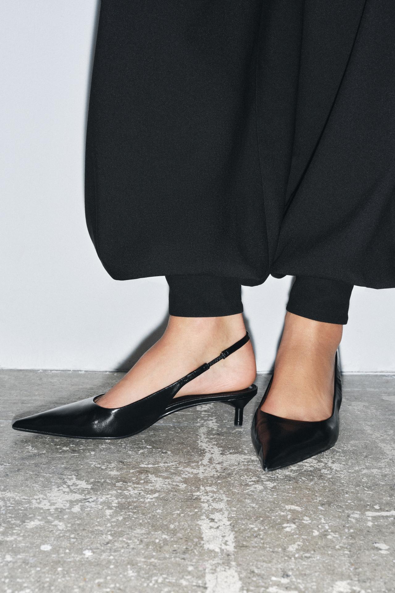 Zara LEATHER SLINGBACK SHOES