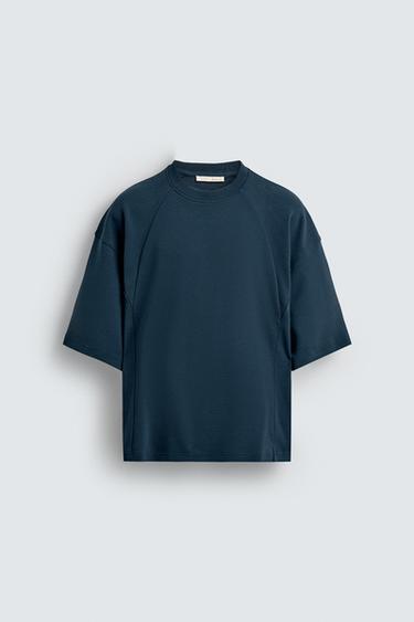CAMISETA BOXY FIT COSTURAS  LIMITED EDITION - Azul de Zara