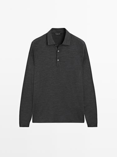 Zara Wool blend knit polo sweater - Anthracite grey