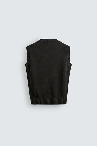 GILET EN MAILLE 100 % LIN AARON LEVINE X ZARA - Chocolat de Zara - Image 7