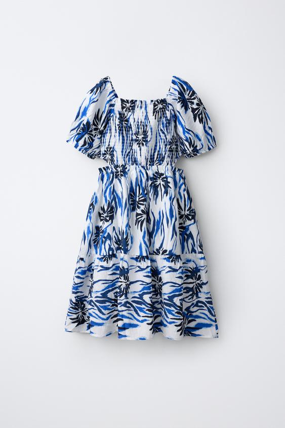 VESTIDO ESTAMPADO CUT OUT - Azul de Zara - Imagen 0