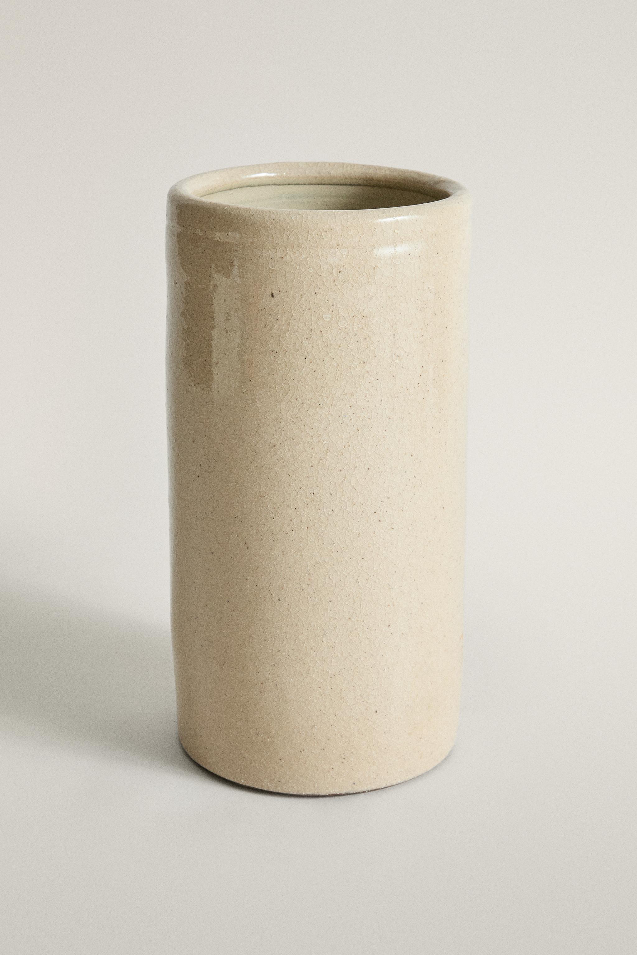CYLINDRICAL CERAMIC VASE - Ecru | ZARA Canada