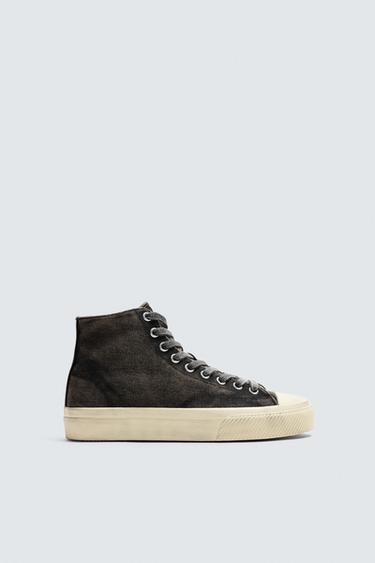TÊNIS DE CANO  ALTO EM TECIDO - Preto da Zara