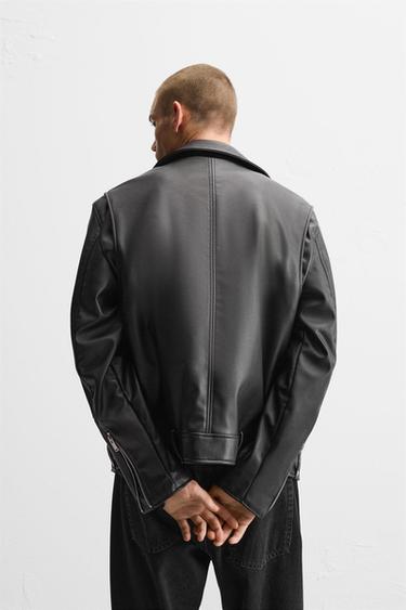 Zara FAUX LEATHER BIKER JACKET - Black