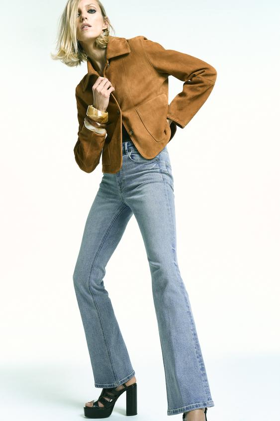 FLARE Z1975 JEANS WITH A HIGH WAIST - Khaki