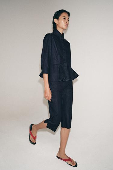 PANTALON CAPRI DENIM ZW COLLECTION - Bleu de Zara - Image 3