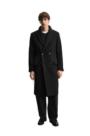 MANTEL SILANG CAMPURAN WOL MANTECO ® - Hitam dari Zara