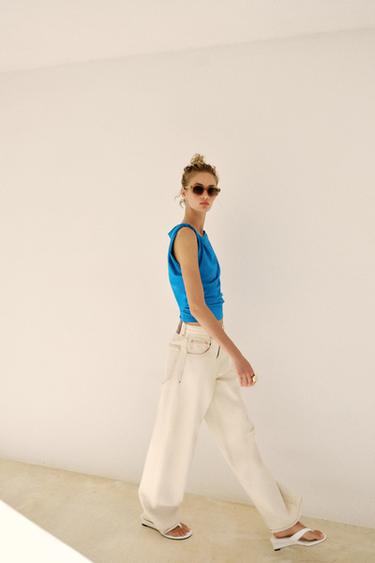 Zara DRAPED SLEEVELESS TOP - Electric blue