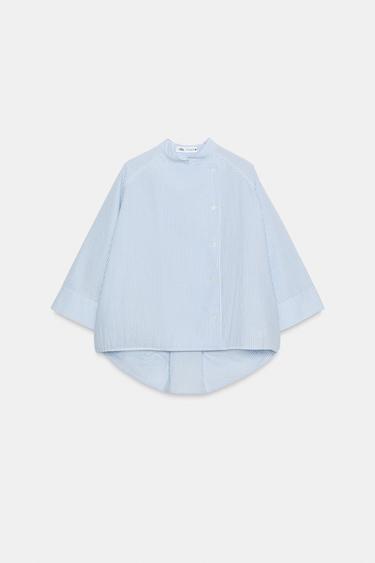 ASYMMETRIC STRIPED SHIRT ZW COLLECTION - Blue/White by Zara - Image 6