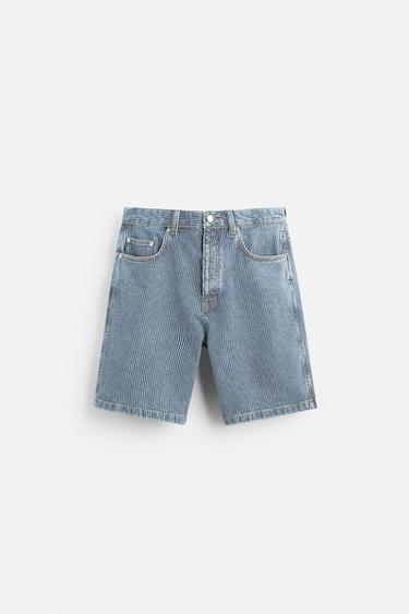 REGULAR FIT DENIM BERMUDA SHORTS - striped by Zara