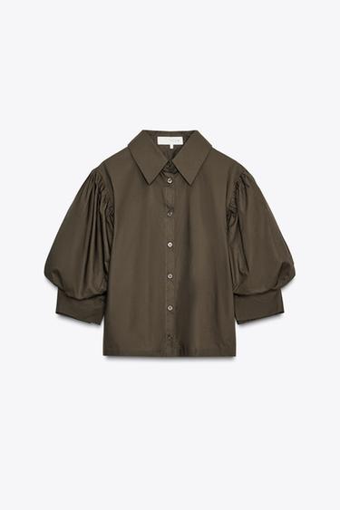 CAMISA POPELÍN ZW COLLECTION - Khaki de Zara