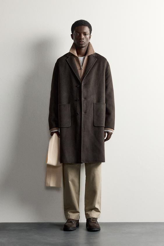 DOUBLE-FACED WOOL BLEND COAT - Brown by Zara - Image 0