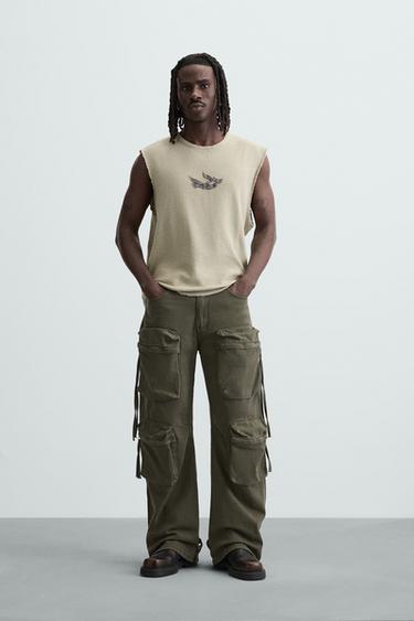 RAISED PRINT KNIT T-SHIRT - Sea green by Zara - Image 0