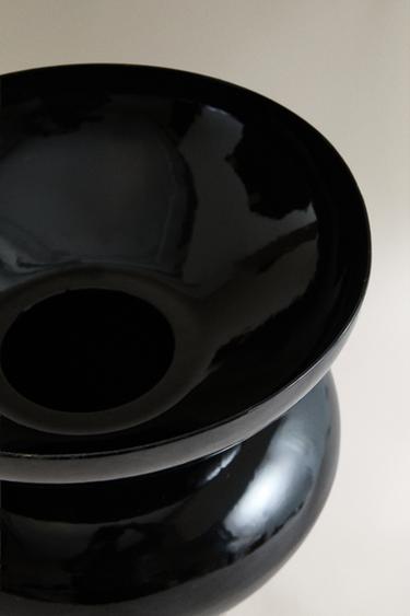 WIDE GLOSS VASE - Black by Zara - Image 2
