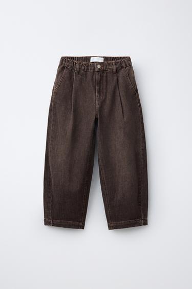 WASHED-EFFECT BALLOON JEANS - Brown by Zara - Image 0
