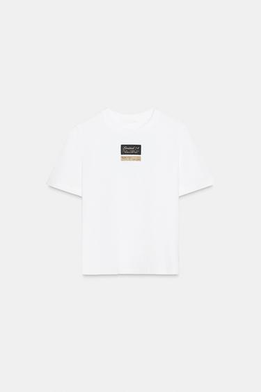 ФУТБОЛКА С КОРОТКИМИ РУКАВАМИ И ЭТИКЕТКОЙ — БЕЛЫЙ от Zara